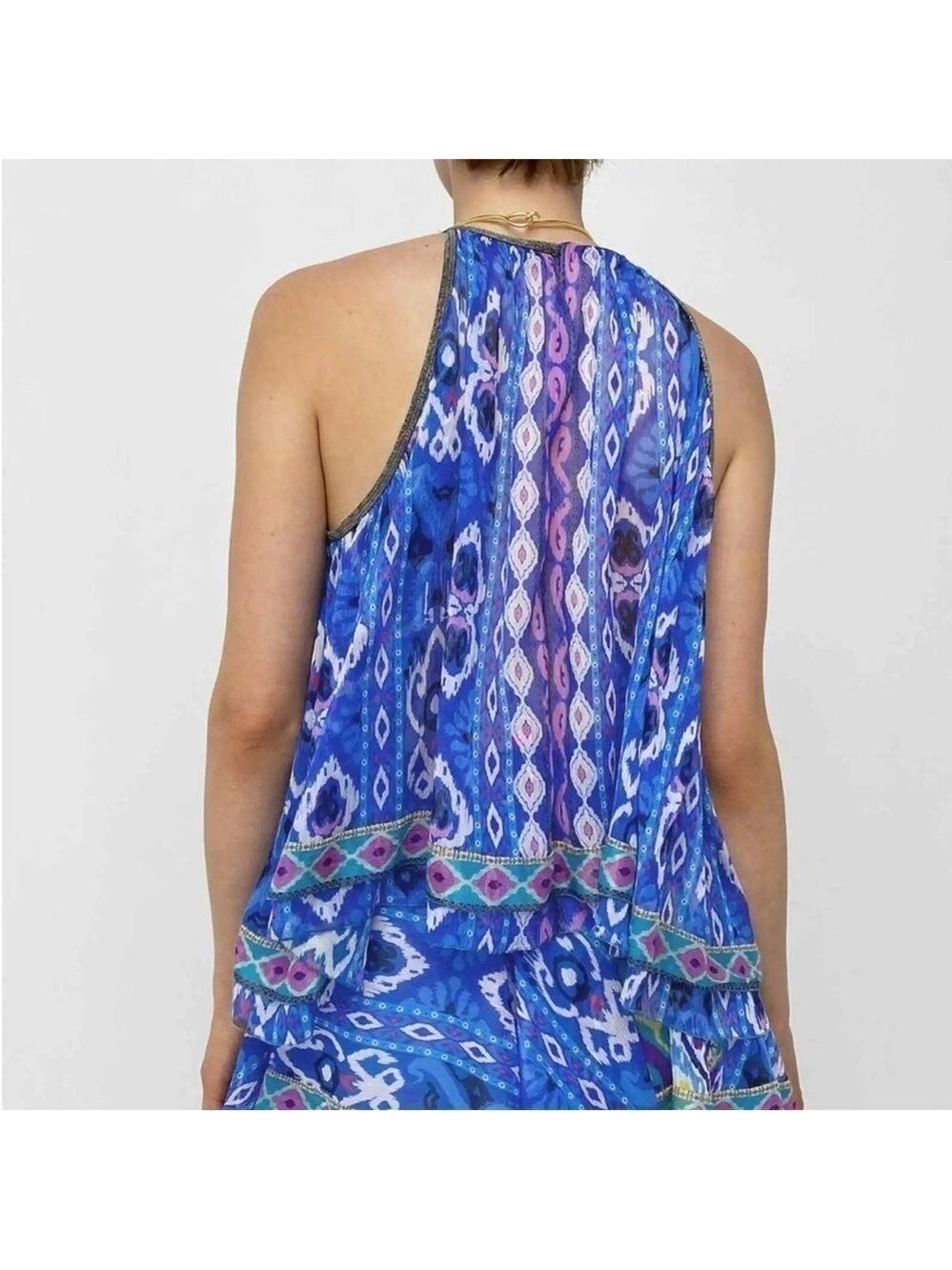 ZARA Printed Halter top swing multicoloured top L Rainbow Coastal Resortwear - Picture 4 of 10